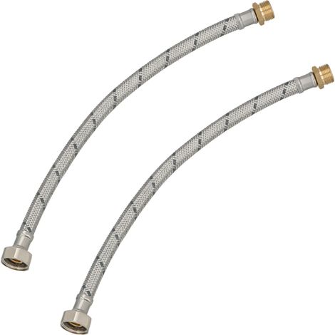 Connettore flessibile 3/8” 1/2” femmina-maschio in acciaio, 40 cm, set da 2 pezzi (1/5)