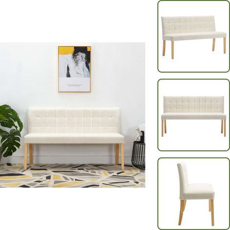 Banc 140 cm Crème Velours - Banc - Meuble Salle À Manger - Chaise Confortable - Mobilier Intérieur - Canapé D'appoint (1/5)