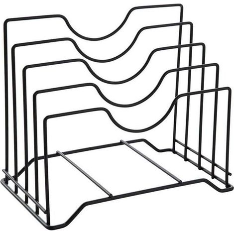 Ulisem - Scaffale portautensili da cucina, ripiano in metallo e ferro, supporto per piatti, coperchi di pentole, taglieri (1/4)