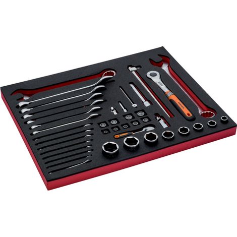 Bahco Fit&Go 3/3 Schaumstoffeinlage Satz Steckschlüssel-Einsätze und Ring-Maulschlüssel - 41-tlg. (1/3)