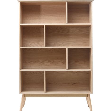 Bibliothèque scandinave en bois clair chêne 8 casiers L110 cm INGRID (1/5)