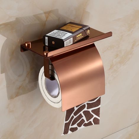 Porte-papier hygiénique mural Hygiene - Rose Gold, porte-papier hygiénique en acier inoxydable inoxydable avec support de téléphone pour la salle de bain et la cuisine