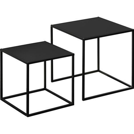 2er-Set schwarze Couchtische aus Stahl im modernen Design (1/5)