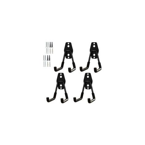Lot de 4 crochets de garage robustes – Organisateur de rangement pour outils de jardin, crochets muraux en acier (petits crochets)