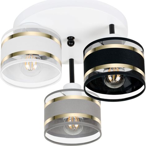 Plafoniera bianca con paralumi, in metallo industriale, 3xE27, illuminazione LED moderna per soggiorno, cucina, camera da letto, cameretta dei bambini, loft (1/5)