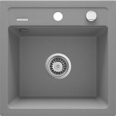 Lavello cucina in granito con 1 vasca 44x44 cm grigio metalizzato - Zeno