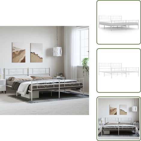 Cama de invitados - vidaXL Estructura cama sin colchón con estribo metal blanco 193x203 cm - Cama de metal