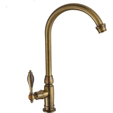 Ce robinet d'évier de cuisine minimaliste en laiton au style rétro ne fournit que de l'eau froide et est facile à nettoyer. (1/5)