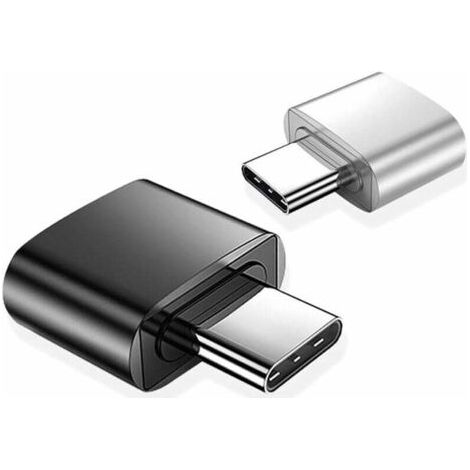 Adattatore da USB-C a USB (confezione da 2), adattatore da USB femmina a USB-C maschio, convertitore da Type-C a USB-A, compatibile con MacBook, telefoni con porta USB-C e altro (nero e argento)
