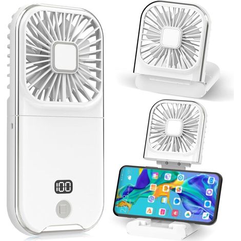 Mini ventilatore portatile, ricaricabile tramite USB, silenzioso, ideale per ufficio, casa, esterni e per dormire (bianco) (1/5)