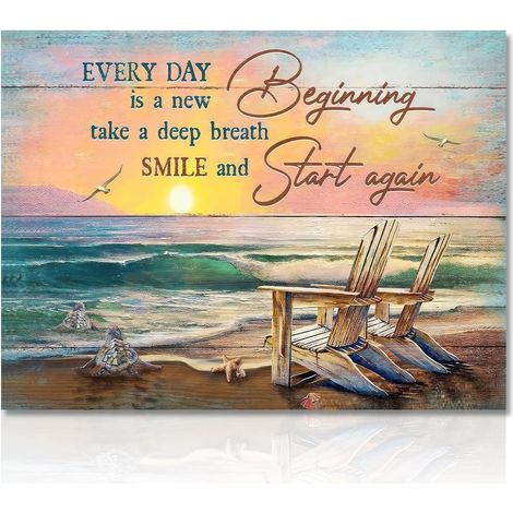 Vintage Beach Ocean Wall Art poster tortue salle de bains impression, citations inspirantes salle de bains chambre Bureau décoration murale poster 12x16 unframed (1/5)