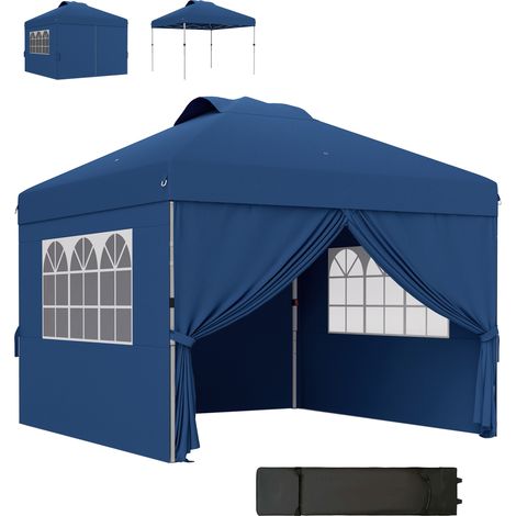 Tonnelle Ronan Pop-Up 3x3m Anti-UV Bleu avec Sac Transport (1/5)