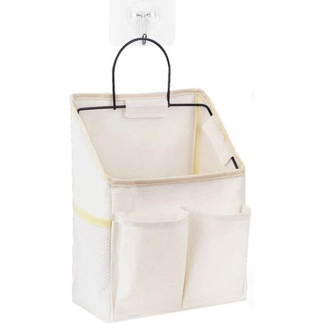 [NIEMALS VERWENDET] 1 Stück Wandhängetasche, wasserdichte Wandaufbewahrungsbox mit Klebehaken für Badezimmer, Küche, Studentenwohnheim, Organizer-Korb (Weiß)
