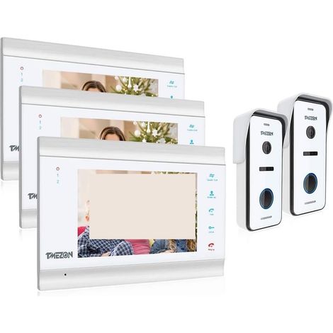 Caméra de sécurité sans fil avec sonnette vidéo Système d'interphone vidéo HD1080P de 7 pouces avec support de caméra de sonnette filaire haute définition déverrouillé Installation facile ( Color : 1 (1/5)