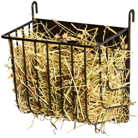 Heuraufe aus Metall – 1 Stück – Robuster Stahl – Hakenbefestigung – Für Kaninchen und Nagetiere – 18,5 x 10,9 x 17 cm (1/5)