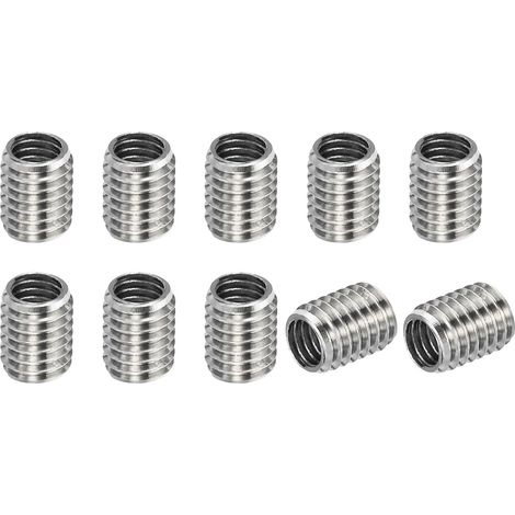 Filetage Adaptateurs Manchon Réducteur Écrou, 10 pcs M8x1,25 Mâle à M6x1.0 Femelle Réparation Insert Écrou Vis Réducteur Conversion Inox Acier 10mm (1/5)