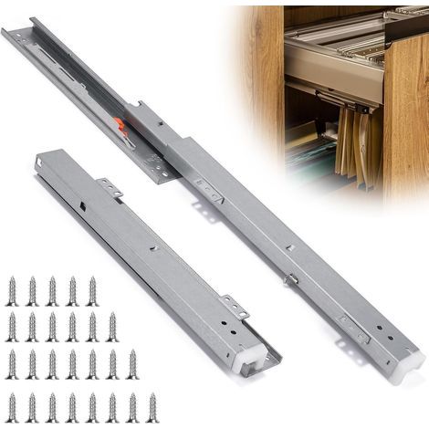 Glissiere pour Tiroir 30 cm Rail Tiroir Coulissant à Extension Totale 54 cm, Coulisse Tiroir avec Amortisseur Montage au Sol avec 26 Vis, 1 Paire (1/5)