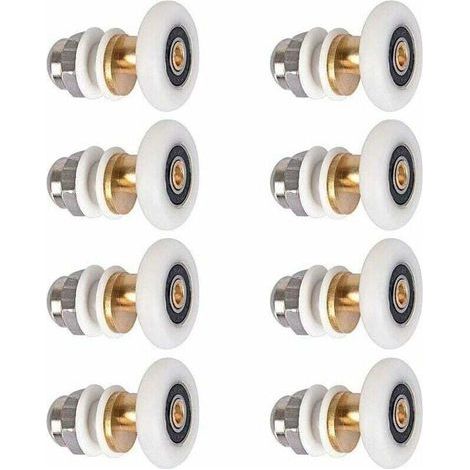 8 pièces 25mm Porte de Douche - Rouleau Roulette Roue pour Porte de Douche Roulettes Coulissantes Porte Roue de Remplacement pour Rouleau (1/5)