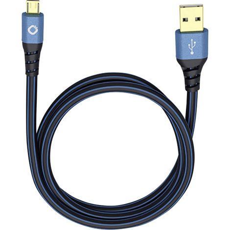 Oehlbach USB-Kabel USB 2.0 USB-A Stecker, USB-Micro-B Stecker 0.50 m Blau vergoldete Steckkontakte