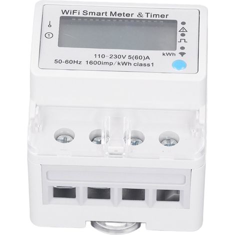 Compteur Énergie Intelligent DIN Rail Affichage Numérique Wattmètre WiFi Moniteur Électrique Interrupteur AC 110-230V (1/5)