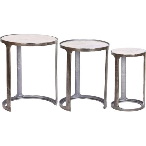 Table gigogne en marbre blanc élégance moderne - Argent blanc marbré (1/5)