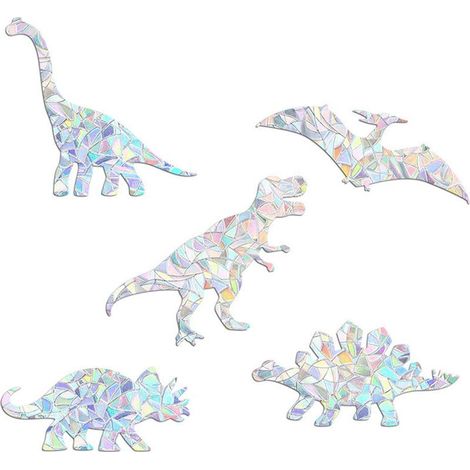Lot de 6 stickers vitre arc-en-ciel anti-collision oiseaux, décalcomanies solaires décoratives pour fenêtres (1/5)