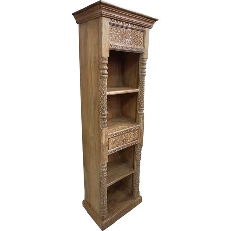 Estantería de madera acabado artesanal marrón 57x38x180 cm