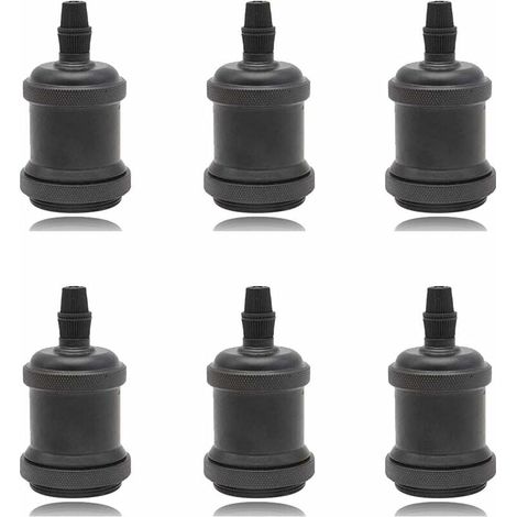 Douille E27 - Douille Lampe Aluminium Noir Mat - Compatible Ampoule Edison - Lot de 6 (1/5)