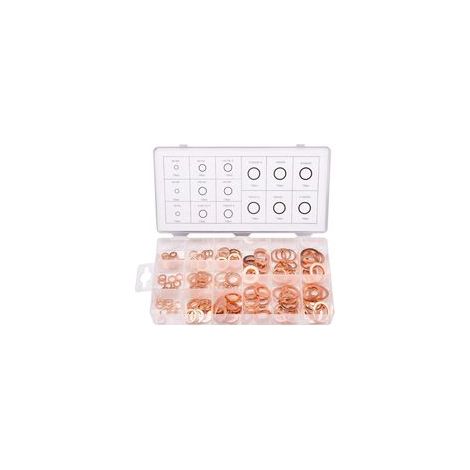 Kit de 150 rondelles en cuivre – 15 tailles M5 à M22 – Alta conductividad y resistencia a la corrosión – Boîte de rangement incluse - 150pcs