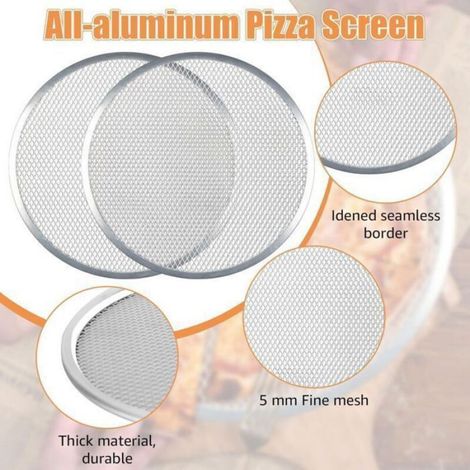 Lot de 3 Grille à Pizza 33 CM, Plaque à Pizza en Aluminium, Plat Pizza Rond pour Pizza, Grille de Barbecue Femeo (1/4)