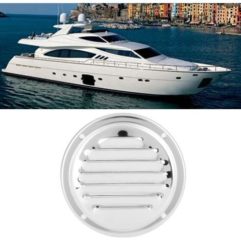 Bouche d'aération ronde en acier inoxydable marine, grille de ventilation à lamelles, couvercle de ventilateur robuste pour bateau, caravane et usage extérieur (1/5)