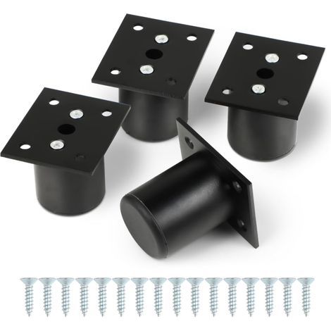 Noir 4 Pièces Pied de Meuble 6 cm Pied Meuble Pied Canapé Pouces Pieds de Meubles Réglables pour Tables chaises canapés armoires étagères en Alliage (1/5)