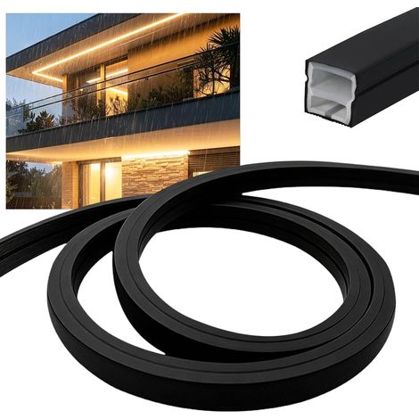 Profilé LED en silicone 12 x 12 mm, canal diffuseur LED flexible pour bandes LED jusqu'à 9 mm, couverture LED étanche, raccourciable, rail LED pour éclairage de panneau acoustique, plafond, mur, TV (1/5)