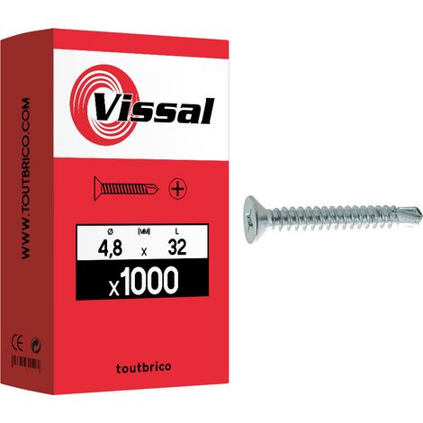 1000 vis autoperceuses 4,8x32mm fraisée zingué - Vissal (1/2)