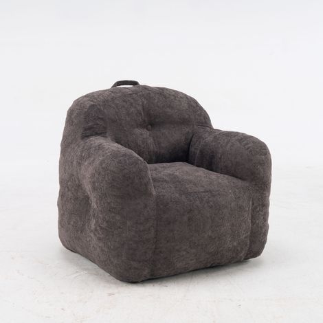 GagaFauteuil pouf avec accoudoirs en fausse fourrure gris foncé (1/5)