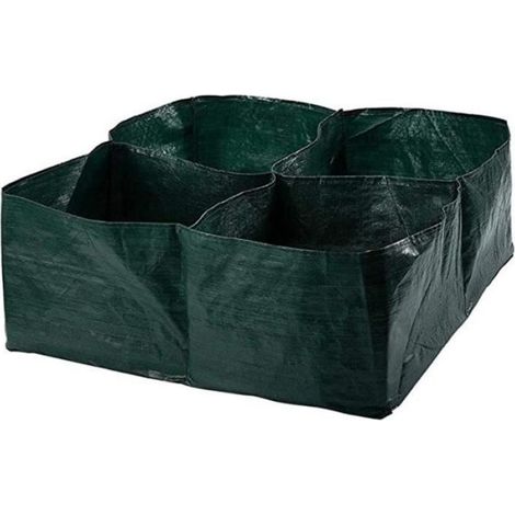 2pcs Sac de culture, grille divisée 4 compartiments, tissu non tissé, plantation légumes, jardin potager (1/4)