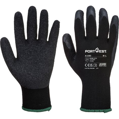 Latexbeschichtete schwarze Handschuhe M - Größe 8 (1/2)