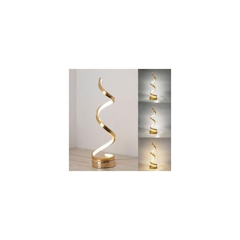 Lampe de chevet en LED spirale,Lampe de table/éclairage décoratif,LED Moderne Lampe de Bureau,3 températures de couleur Pour Chambre à Coucher, Salon et Bureau (Doré) [Classe énergétique E]