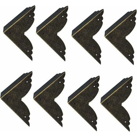 8 Pieces Vintage Decorative Iron Corner Protector Metal Corner Protectors for Furniture Bronze Furniture Corner Protector for Furniture and Wooden Box Jewelry Case Bronze 707020mm,V (1/4)