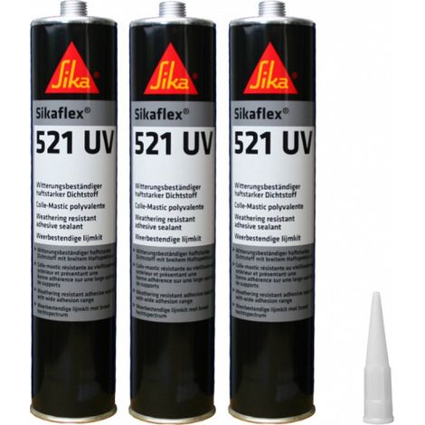 Colla sigillante ibrida UV Sikaflex 521 SIKA - Nero - 300ml - Venduto da 3