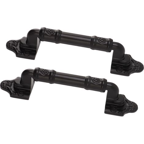 Lot de 2 poignées de porte robustes, surface lisse, noires, flexibles, pour portes coulissantes d'entrepôt