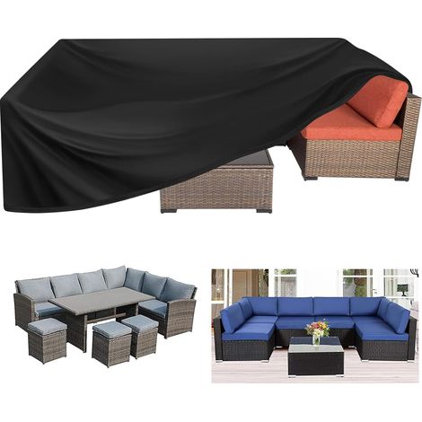 Housse de protection pour canapé,Housse de protection d'extérieur salon de jardin,Bâche Tissu 420D Oxford,250x250x90cm,noir (1/5)