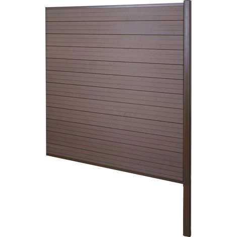 WPC-Sichtschutz Savoie, Windschutz Zaun, Alu-Pfosten zum Einbetonieren Erweiterungselement, 185cm braun