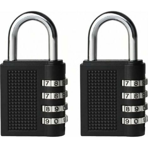 YMYNY 2 Pack School Locker Padlocks, Toolbox Locks, 4-Digit Resettable Code, Outdoor Cabinet Locks (Black)