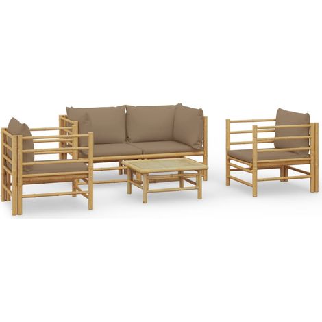 Maison Exclusive - Set Salotto da Giardino 5pz con Cuscini Tortora Bambù