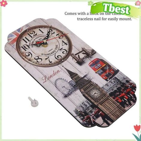 Tbest horloge murale de salon Horloge Murale Rectangulaire Rétro Européenne pour le Salon à Domicile et Décoration linge pendule (1/4)