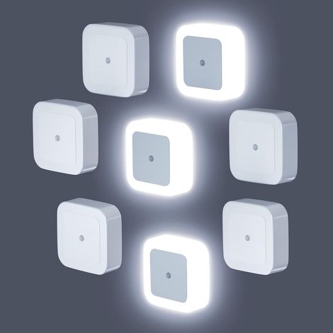 Veilleuses - Ensemble de 8 veilleuses murales - Lumière blanche - Convient pour les chambres, les salles de bain et les couloirs (1/4)