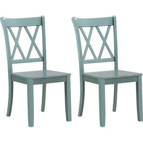 CASART Set of 2 Dining Chairs Wooden Kitchen Side Chair Armless Chairs w/ X Back (1/5)