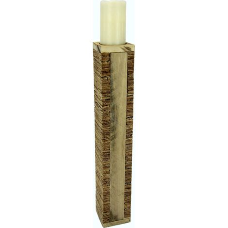 Colonne de Fleurs en Bois/liège Décoration de Noël Lanterne Bougie Pilier Style Maison de Campagne Marron Antique Shabby Chic Naturel 60 x 10 x 10 cm (1/3)