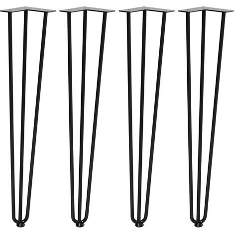 Patas para Mesa Estilo Industrial Horquilla 12x12x71cm Negro con Protectores Anti-arañazos Goma